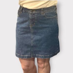 JCrew Factory y2k Denim Mini Skirt Blue Mid-Rise Size 4 Small Fitted vintage